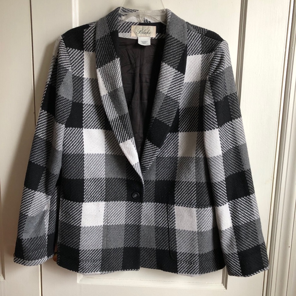 Vintage Black And While Large Pattern Checkered B… - image 3
